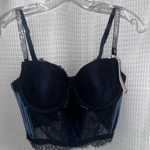 Blue Velvet and Mesh Victoria Secret Corset Top